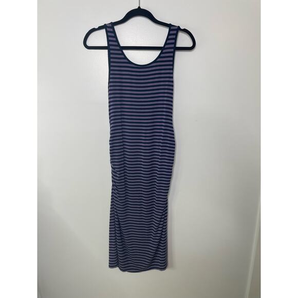 Liz Lange Sleeveless Striped Maternity Tank Dress Purple Navy Womens‎ Size Small - Picture 9 of 12